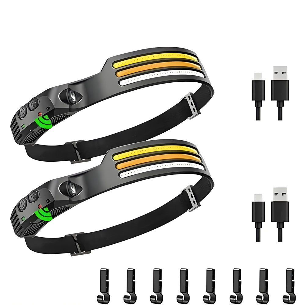 10 Lighting Modes LED Headlamp USB Rechargeable Built in Battery Head Flashlight Torch XPE+COB IPX4 Waterproof Working Lantern - Homevor