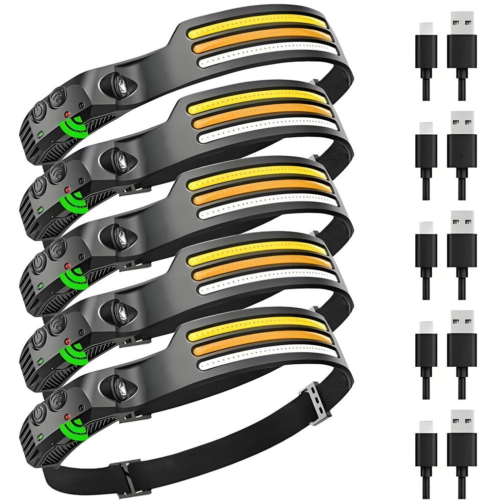 10 Lighting Modes LED Headlamp USB Rechargeable Built in Battery Head Flashlight Torch XPE+COB IPX4 Waterproof Working Lantern - Homevor
