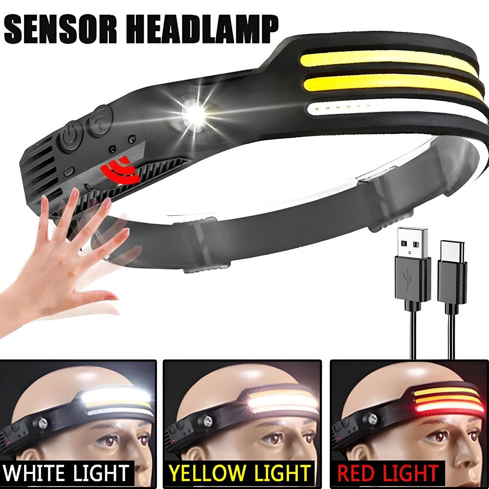 10 Lighting Modes LED Headlamp USB Rechargeable Built in Battery Head Flashlight Torch XPE+COB IPX4 Waterproof Working Lantern - Homevor
