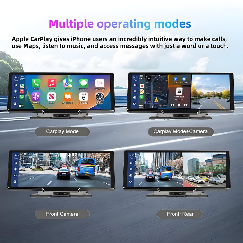 10.26 Inch Dash Cam 4K Rearview Camera Wireless Carplay Android Auto GPS with Voice Control Dashboard DVR Car Monitor - Homevor