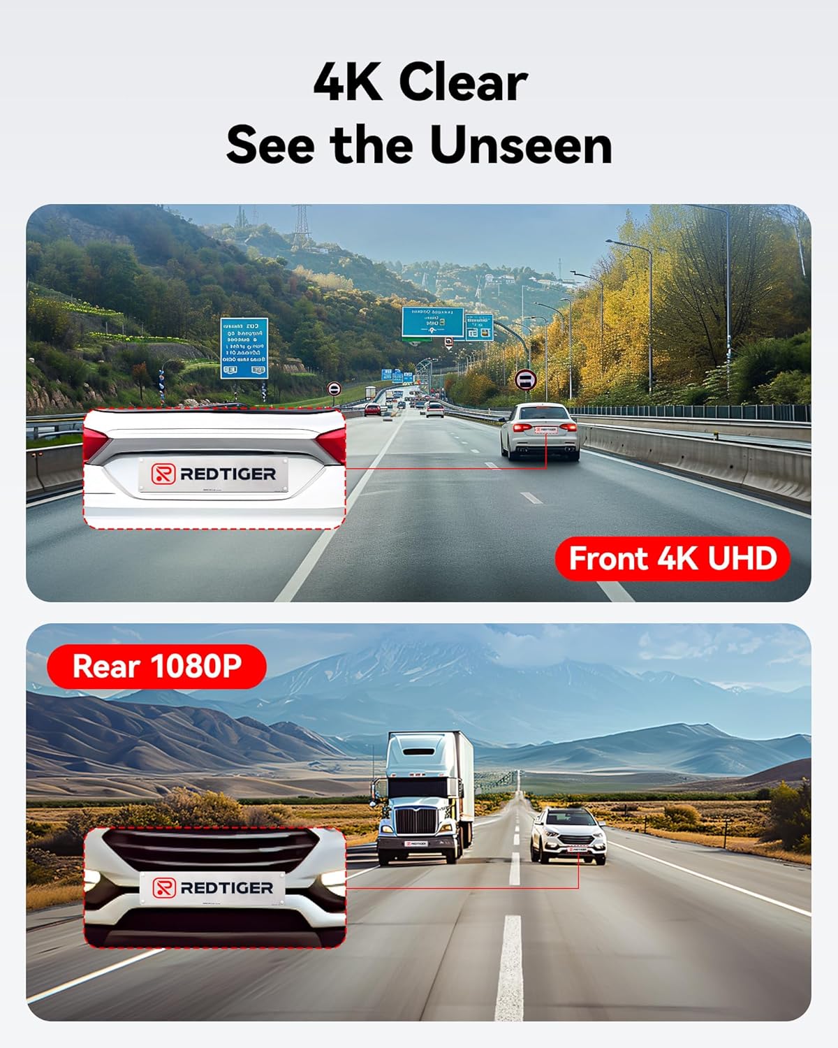 Dash Cam Front and Rear 4K+1080P