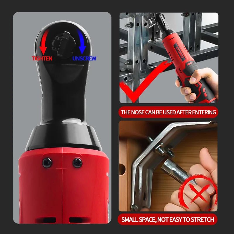 3/8 Rechargeable Electric , Ratchet Set, Angle Drill, Screwdriver To Remove Screw Nut, Automobile Maintenance Tool - Homevor