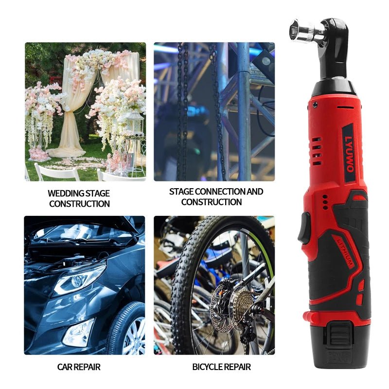 3/8 Rechargeable Electric , Ratchet Set, Angle Drill, Screwdriver To Remove Screw Nut, Automobile Maintenance Tool - Homevor