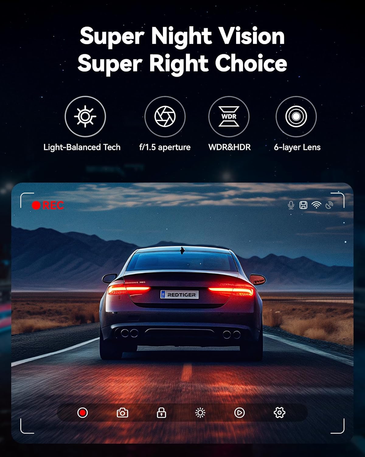 Dash Cam Front and Rear 4K+1080P