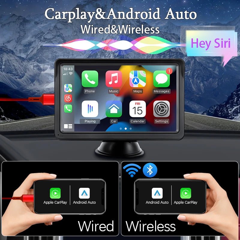 7 inch CarPlay Android Auto Car Radio Multimedia Video Player Portable Touch Screen With USB AUX For Rear View Camera - Homevor