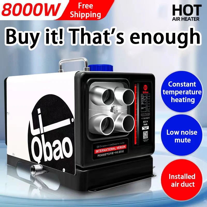 8KW 12v 24v Diesel Air Heater For Winter Outdoor Car Heating And RV Bus Parking Overnight Heating With Low Noise - Homevor