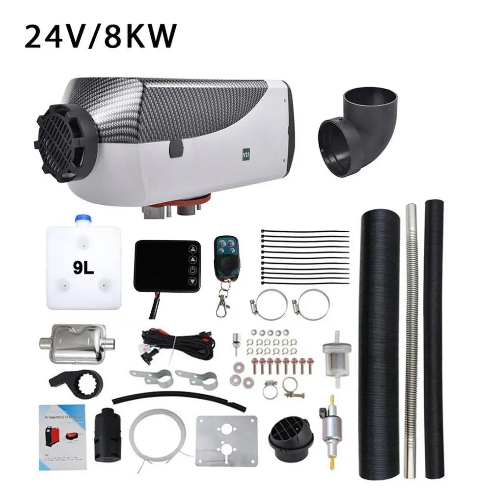 8KW Diesel Air Heater 9L Tank Diesel Heater 24V Diesel Parking Heater Muffler with LCD Thermostat and Remote Control for RV Bus Trailer Motor - home and Boats - Homevor