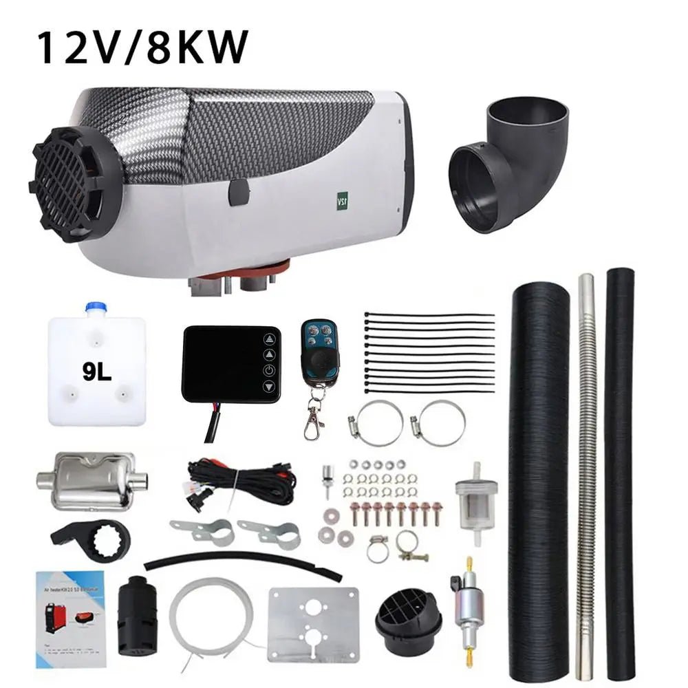 8KW Diesel Air Heater 9L Tank Diesel Heater 24V Diesel Parking Heater Muffler with LCD Thermostat and Remote Control for RV Bus Trailer Motor - home and Boats - Homevor