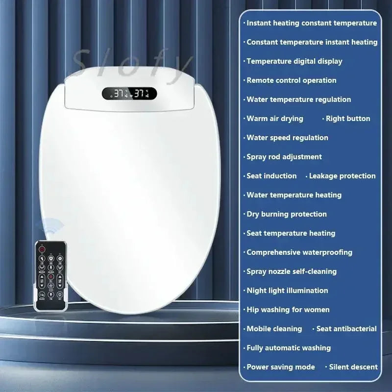 Toilet Bowl Toilet Cover Remote Control Dryer Water Wind Temperature Universal Lid for Bathroom Toilets Smart Bathroom WC