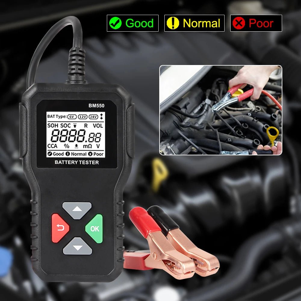 Battery System Detect 100 - 2000 CCA Car Battery Tool 6V 12V 24V Car Battery Tester Auto Battery Analyzer BM550 Black - Homevor
