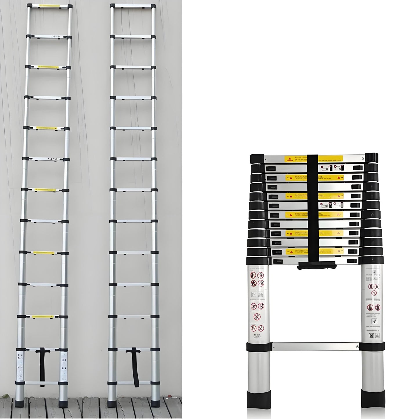 Telescoping Ladder 3.2M / 10.5ft Aluminum Folding Telescopic Ladder Portable Lightweight Collapsible Ladder for Home Loft,330lb - Homevor
