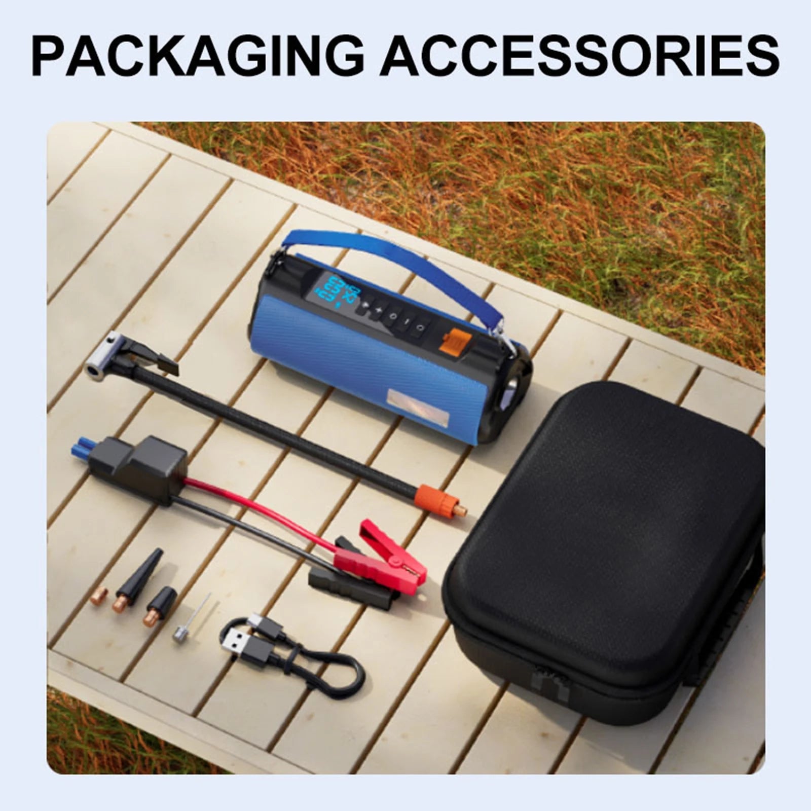10000Mah Emergency Car Jump Starter with Air Compressor Battery Peak Current 1000A Battery Pack Car Rescue Starting Power Bank - Homevor