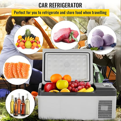 12 Volt Refrigerator 16 Qt, Portable Mini Car Fridge w/ - 4℉ - 68℉ & App Control 12/24V DC & 110 - 240V AC Electric Compressor Cooler - Homevor