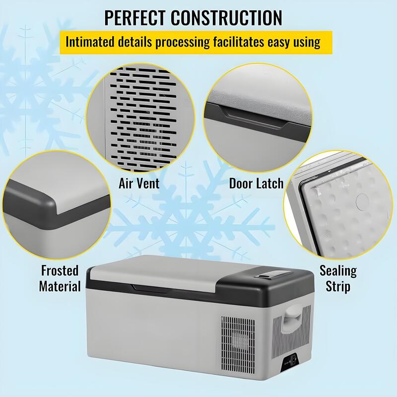 12 Volt Refrigerator 16 Qt, Portable Mini Car Fridge w/ - 4℉ - 68℉ & App Control 12/24V DC & 110 - 240V AC Electric Compressor Cooler - Homevor