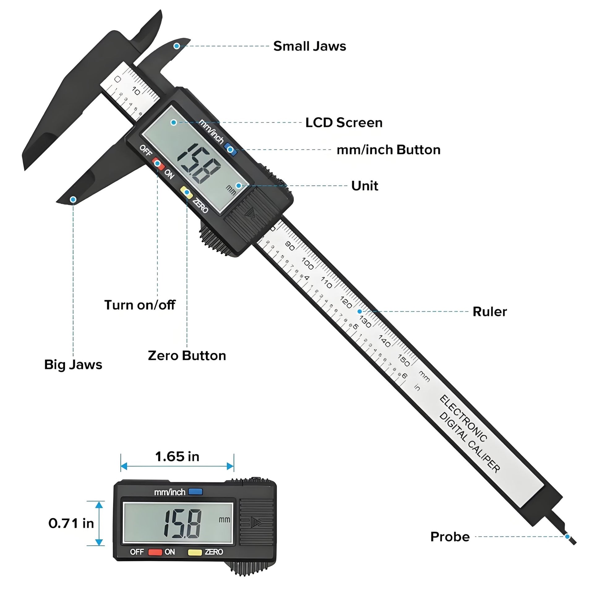 150mm 100mm Electronic Digital Caliper Dial Vernier Caliper Gauge Micrometer Measuring Tool Digital Ruler - Homevor
