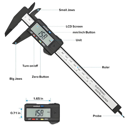 150mm 100mm Electronic Digital Caliper Dial Vernier Caliper Gauge Micrometer Measuring Tool Digital Ruler - Homevor
