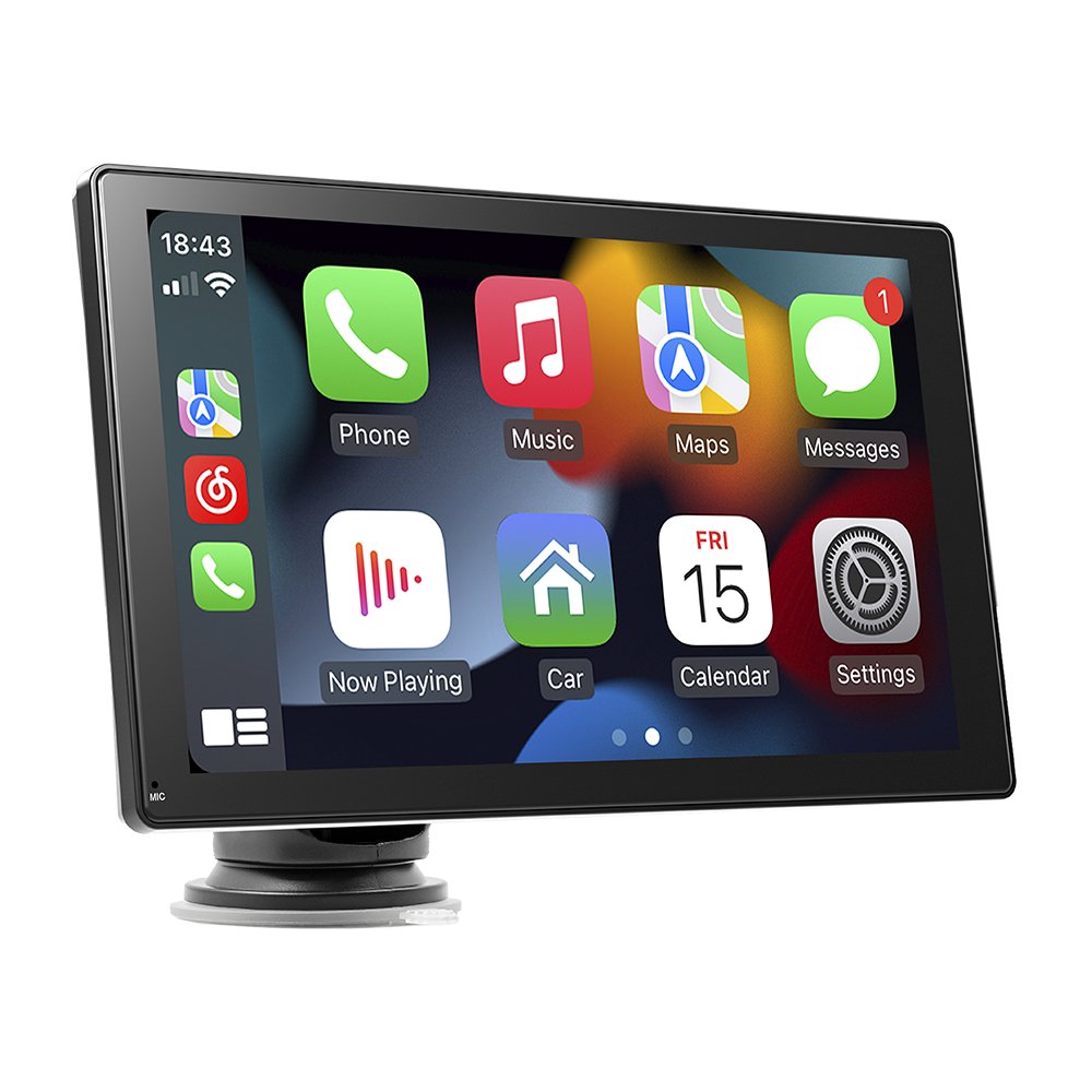 2024 Portable Wireless Carplay Screen for Car Apple Carplay & Android Auto, 9 Inch HD Touch Screen Car Stereo with 1024P Backup Camera/Bluetooth 5.0/Mirror Link/Voice Control/Aux/FM/TF Card Fits Cars - Homevor