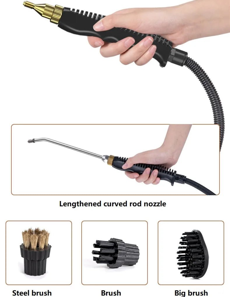 2500W Portable Handheld Steam Cleaner, High Temperature Pressurized Steam Cleaning Machine with Brush Heads for Kitchen Furniture Bathroom Car, US Plug 110V - Homevor