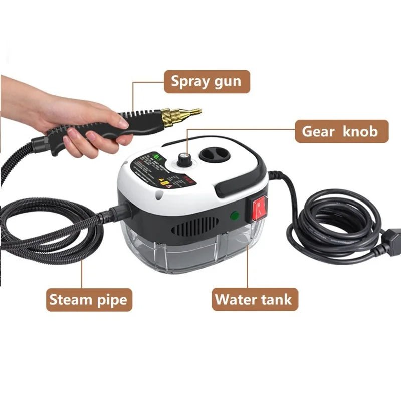 2500W Portable Handheld Steam Cleaner, High Temperature Pressurized Steam Cleaning Machine with Brush Heads for Kitchen Furniture Bathroom Car, US Plug 110V - Homevor