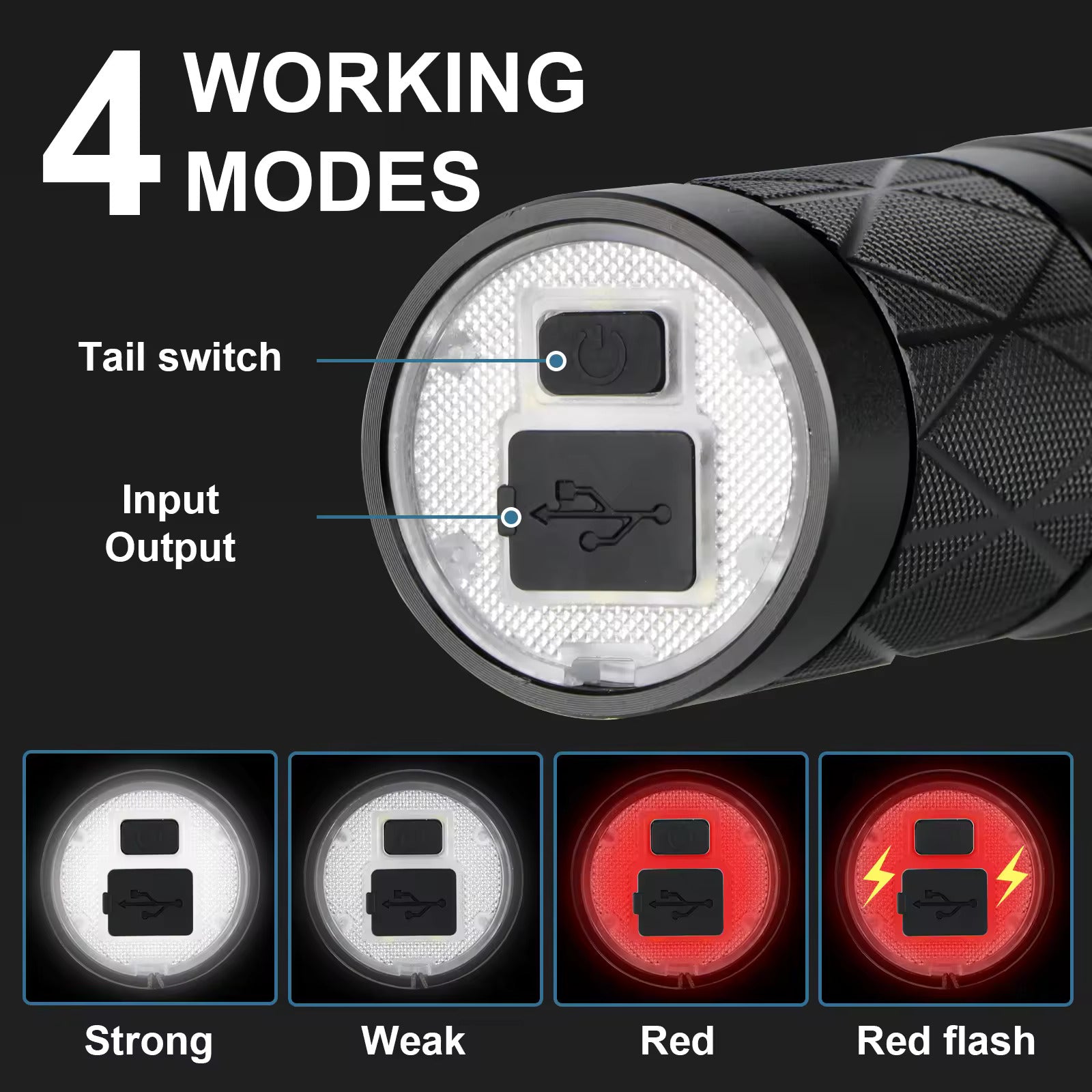 30W LED Rechargeable Strong Light Bouble Head Flashlight Aluminum alloy - Homevor