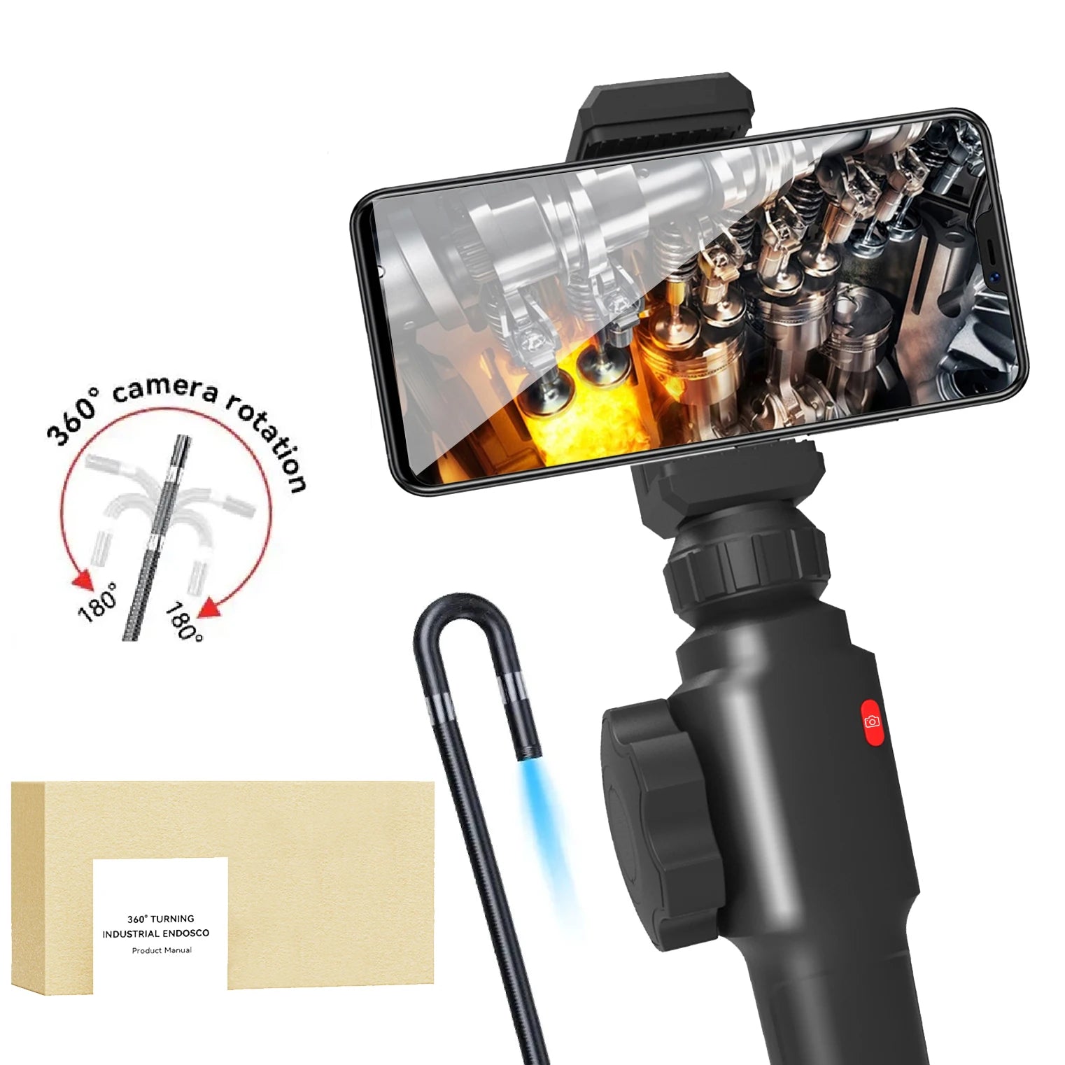 360 - degree rotating camera 4.3 - inch endoscope 6mm 1080P full high - definition endoscope industrial inspection visual probe - Homevor