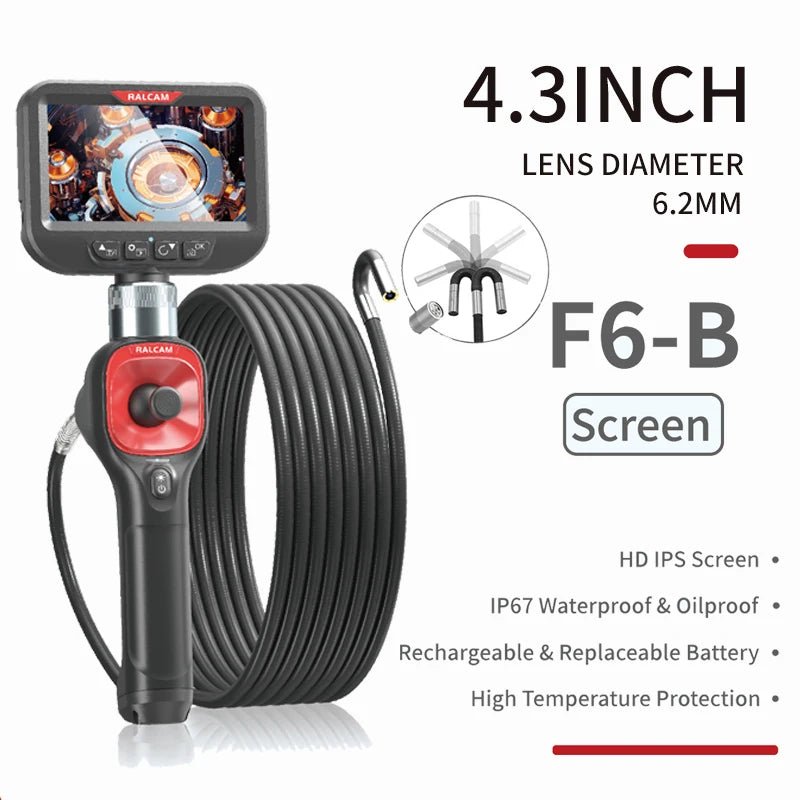 360 - degree rotating camera 4.3 - inch endoscope 6mm 1080P full high - definition endoscope industrial inspection visual probe - Homevor