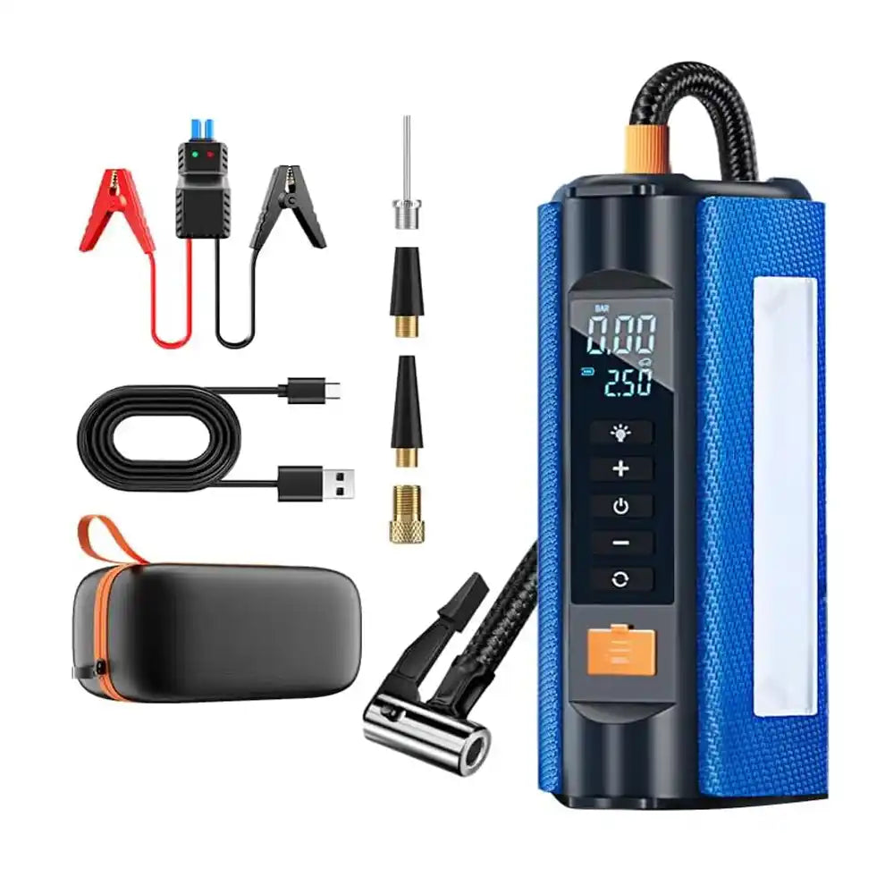 10000Mah Emergency Car Jump Starter with Air Compressor Battery Peak Current 1000A Battery Pack Car Rescue Starting Power Bank