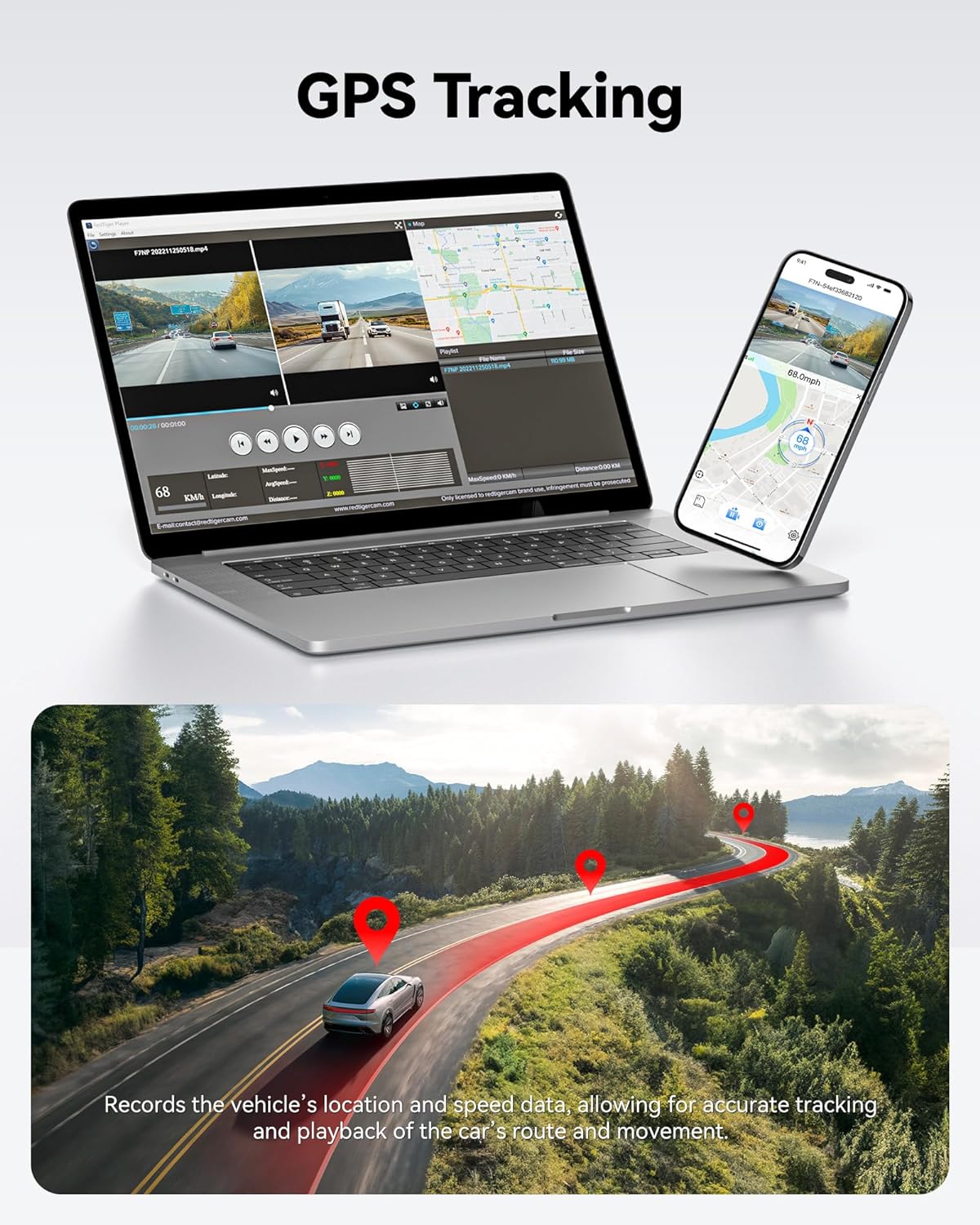 Dash Cam Front and Rear 4K+1080P