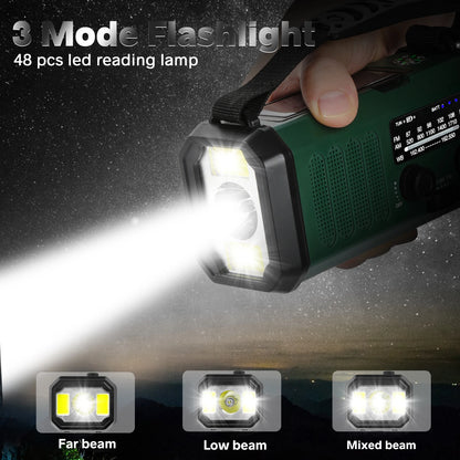 10000mAh Portable Emergency Radio with Solar and Hand Crank