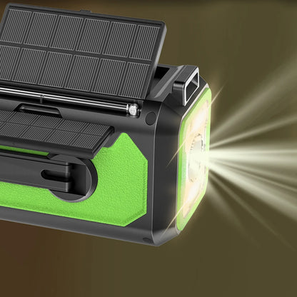 12000mAh přenosné nouzové meteorologické rádio s duálními solárními panely a ruční klikou
