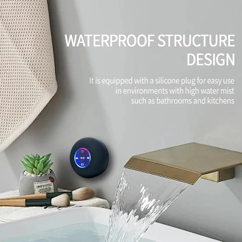 Portable Wireless Bluetooth Speaker IPX4 Waterproof Loudspeaker Long lasting Mini Stereo LED Sound Box With Powerful Suction