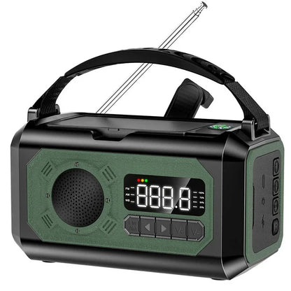 12000mAh přenosné nouzové meteorologické rádio s duálními solárními panely a ruční klikou