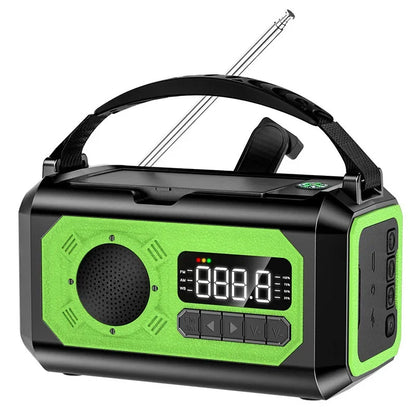 12000mAh přenosné nouzové meteorologické rádio s duálními solárními panely a ruční klikou