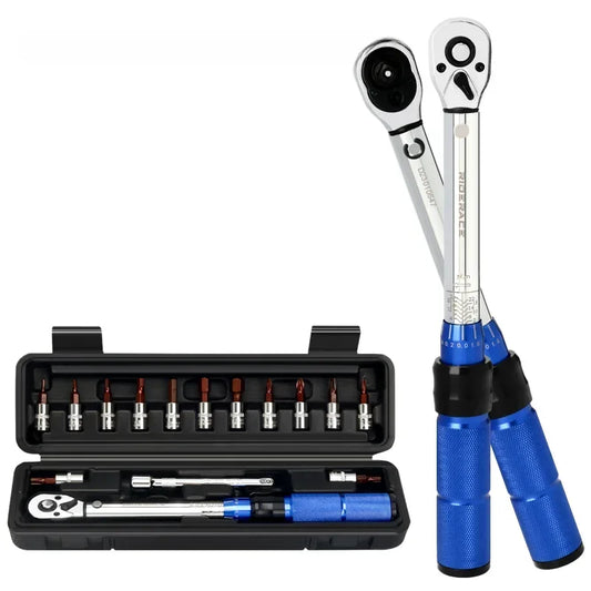 15Pcs Set Bicycle Torque Wrench Set 1/4" 2-24Nm Dual Direction Bike Allen Key Tool Socket Preset Type Spanner Pro Repair Kit - Homevor