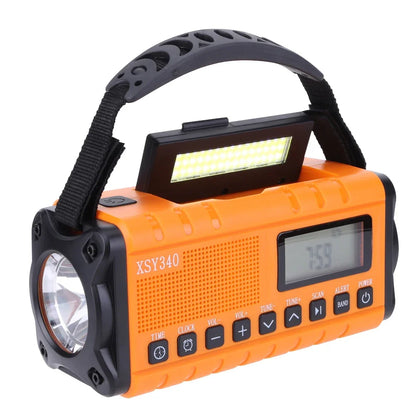 12000mAh přenosné nouzové meteorologické rádio s duálními solárními panely a ruční klikou