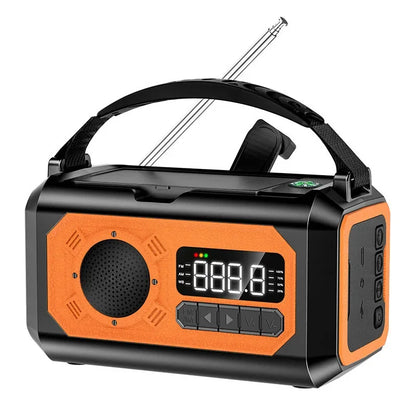 12000mAh přenosné nouzové meteorologické rádio s duálními solárními panely a ruční klikou