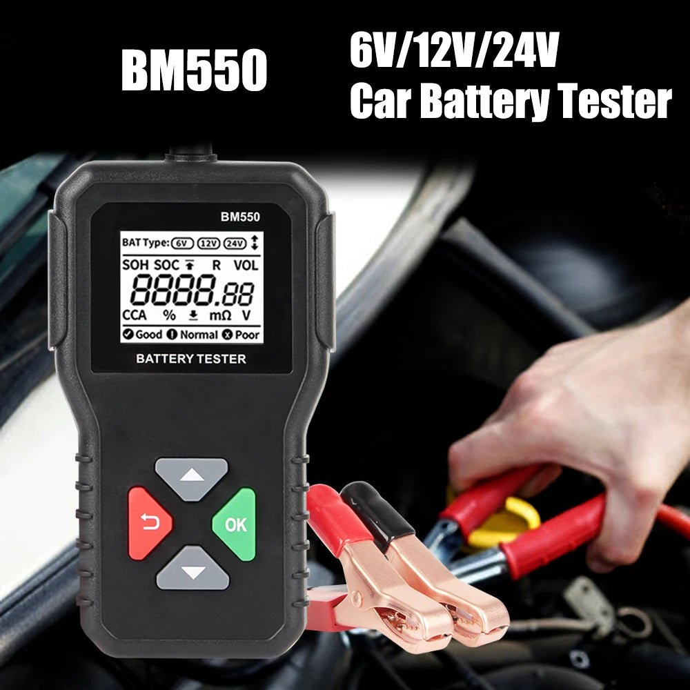 Battery System Detect 100 - 2000 CCA Car Battery Tool 6V 12V 24V Car Battery Tester Auto Battery Analyzer BM550 Black - Homevor