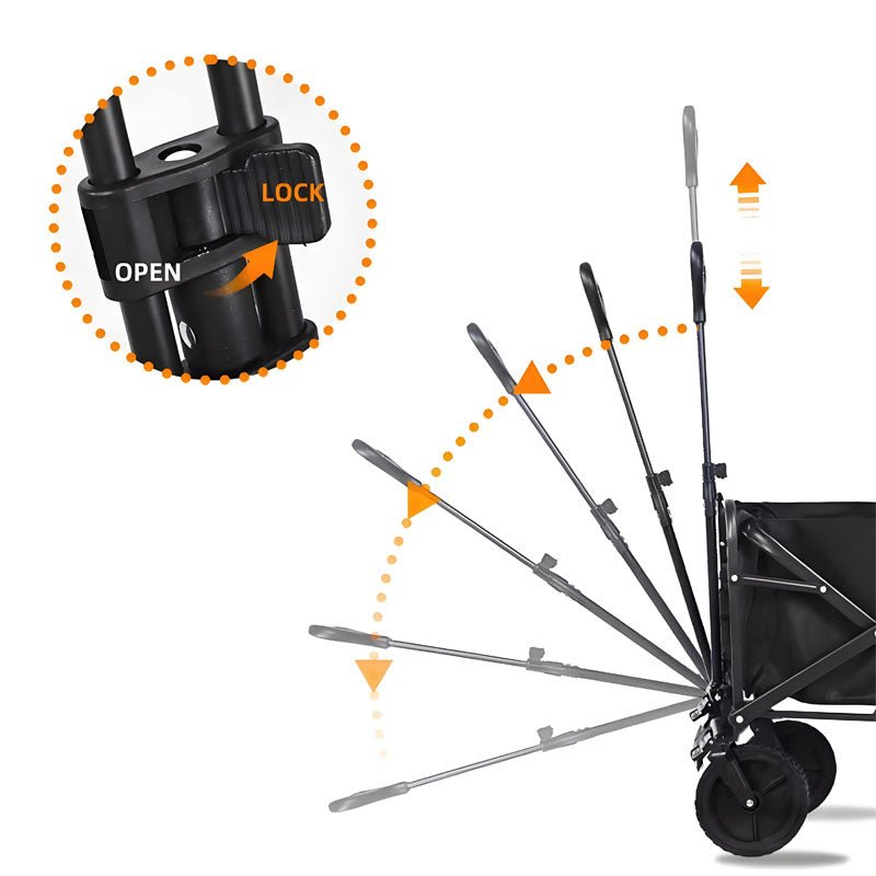 Heavy Duty Large Capacity Folding Wagon Shopping Beach Garden Pull Trolley Collapsible Folding Outdoor Portable Utility Cart - Homevor