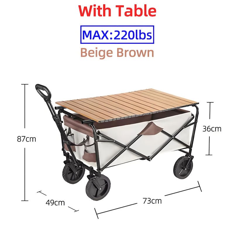 Heavy Duty Large Capacity Folding Wagon Shopping Beach Garden Pull Trolley Collapsible Folding Outdoor Portable Utility Cart - Homevor