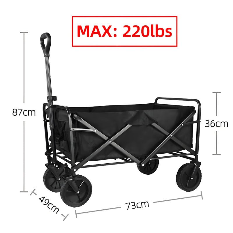 Heavy Duty Large Capacity Folding Wagon Shopping Beach Garden Pull Trolley Collapsible Folding Outdoor Portable Utility Cart - Homevor