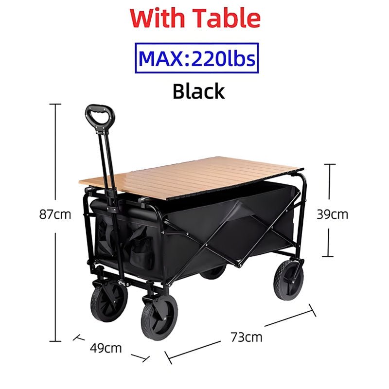 Heavy Duty Large Capacity Folding Wagon Shopping Beach Garden Pull Trolley Collapsible Folding Outdoor Portable Utility Cart - Homevor