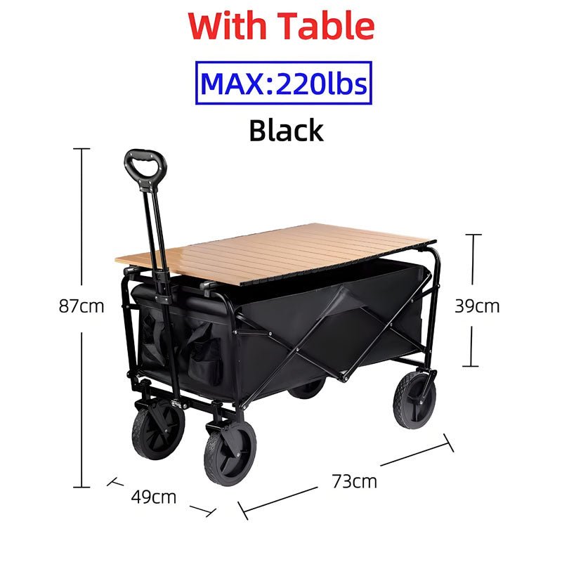 Heavy Duty Large Capacity Folding Wagon Shopping Beach Garden Pull Trolley Collapsible Folding Outdoor Portable Utility Cart - Homevor