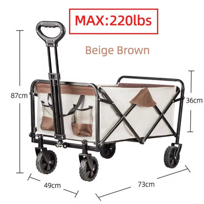 Heavy Duty Large Capacity Folding Wagon Shopping Beach Garden Pull Trolley Collapsible Folding Outdoor Portable Utility Cart - Homevor