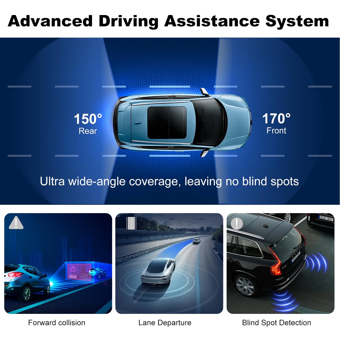 4K Front and 2.5K Rear Dual Dash Cam – Built-in Wi-Fi, ADAS, GPS, 64GB Card