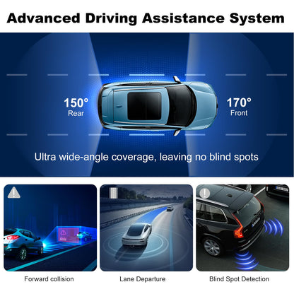 4K Front and 2.5K Rear Dual Dash Cam – Built-in Wi-Fi, ADAS, GPS, 64GB Card