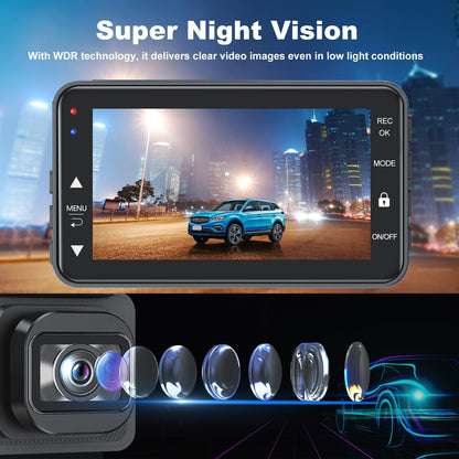 4K Front and 2.5K Rear Dual Dash Cam – Built-in Wi-Fi, ADAS, GPS, 64GB Card