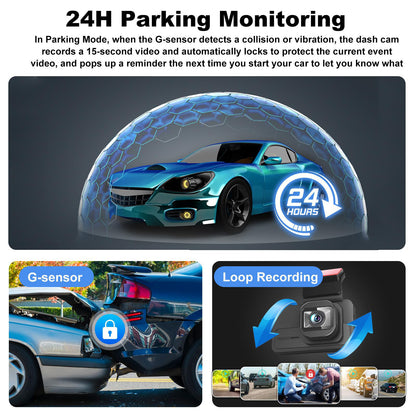 4K Front and 2.5K Rear Dual Dash Cam – Built-in Wi-Fi, ADAS, GPS, 64GB Card