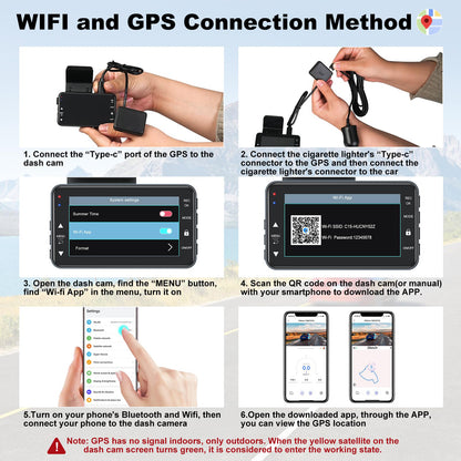 4K Front and 2.5K Rear Dual Dash Cam – Built-in Wi-Fi, ADAS, GPS, 64GB Card