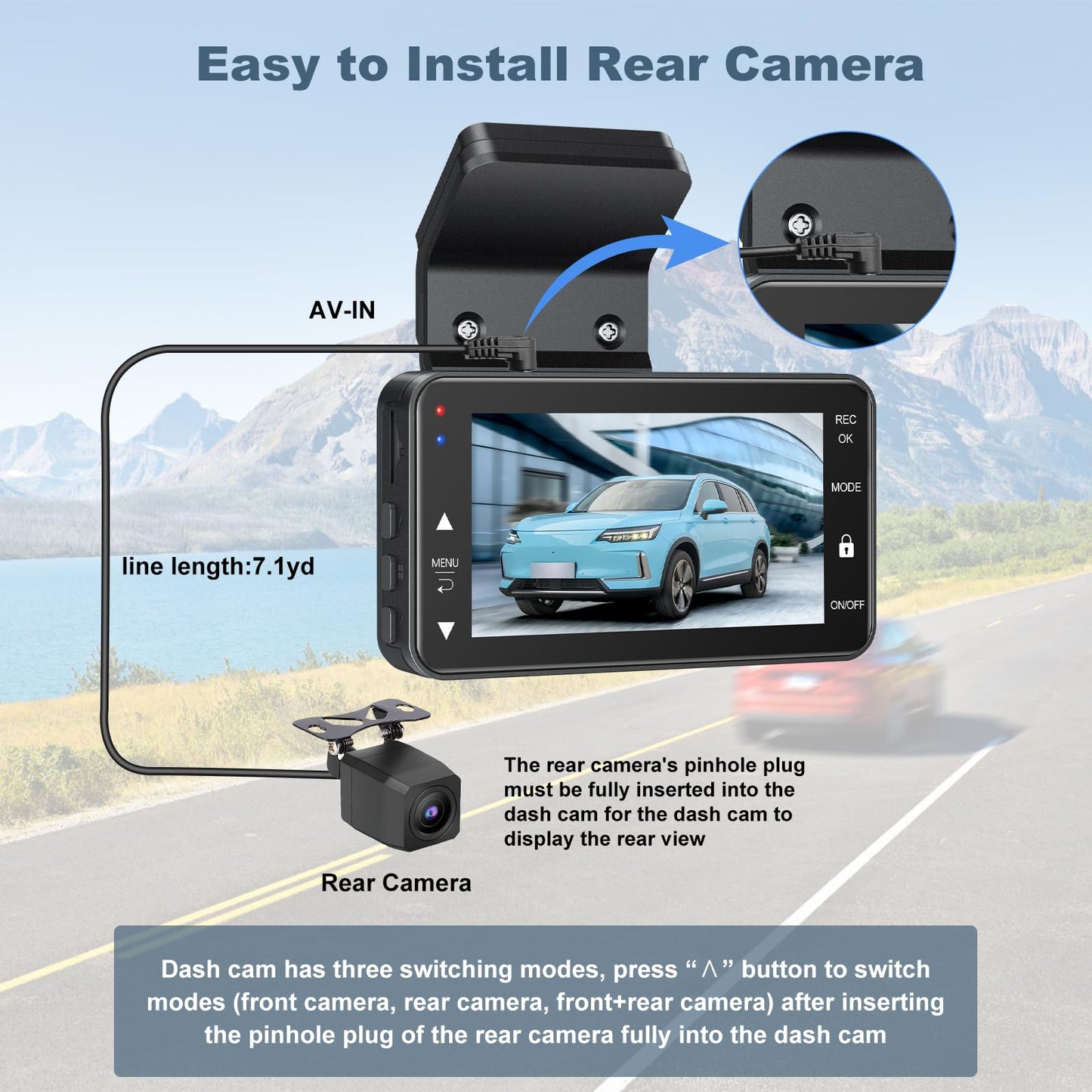 4K Front and 2.5K Rear Dual Dash Cam – Built-in Wi-Fi, ADAS, GPS, 64GB Card