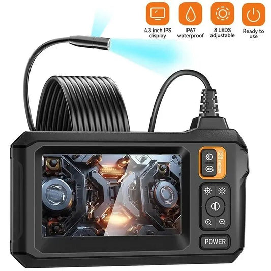 Industrial Endoscope Camera 8mm HD1080P 4.3inch IPS Screen 1080P Pipe Inspection Camera for Car Repair IP67 Waterproof 8 LEDS - Homevor